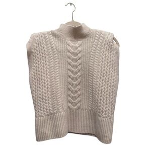 Banana Republic 100% Cashmere Cable Knit Turtleneck Sweater Blouse Top White XS